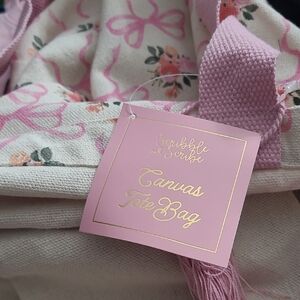 Scribble & Scribe Pink Floral  Canvas Tote Bag